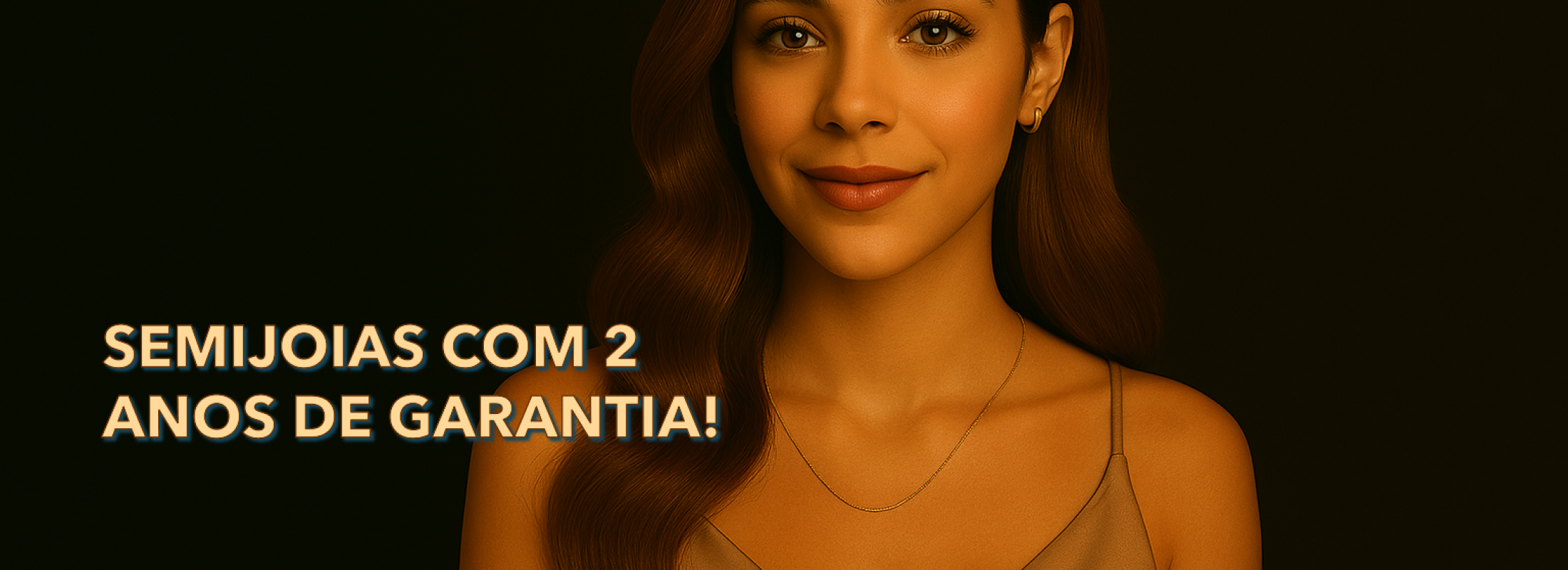 Imagem ilustrativa da Dienefer semi joias com modelo destacando a garantia de 2 anos - produto não disponível para venda.